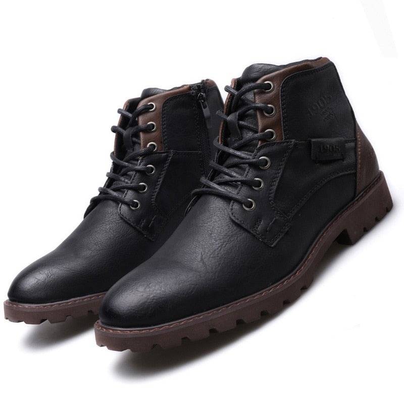 Men Shoes Autumn Winter Boots Retro Style Ankle Boots Lace Up Casual Boots High-top Shoes For Men Wear-resistant Zapatos Boots