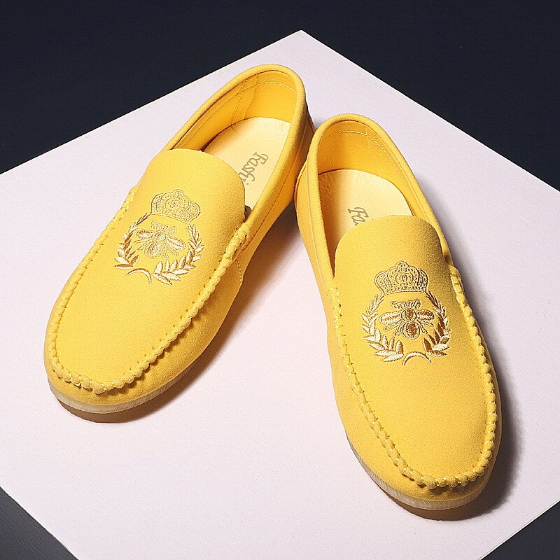 Summer Lok Fu Shoes Men 's Casual Shoes Yellow Wearable Soft Bottom Driving Leather Shoes Men 's Formal Dress Shoes