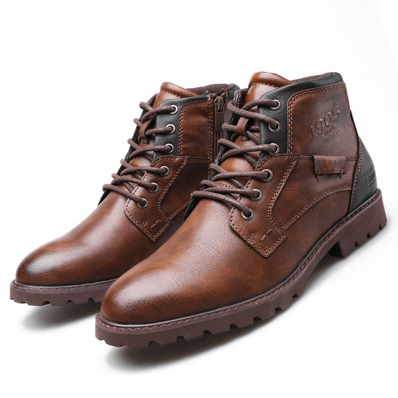 Men Shoes Autumn Winter Boots Retro Style Ankle Boots Lace Up Casual Boots High-top Shoes For Men Wear-resistant Zapatos Boots