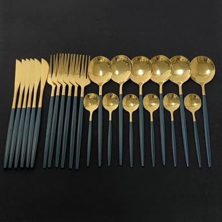 24 Gold Plating Cutlery Set - Grey_0