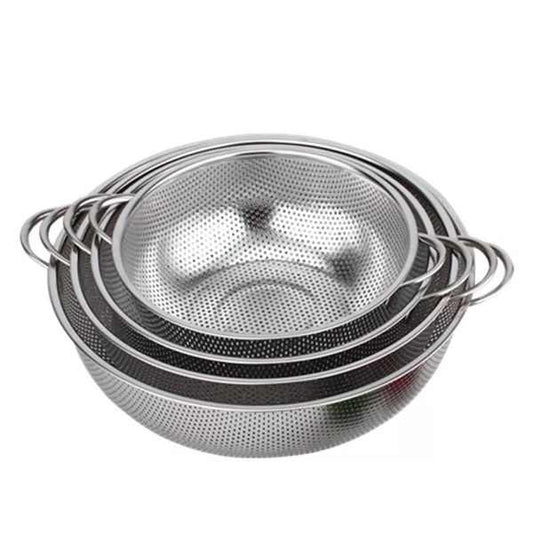 Stainless steel mesh strainer colander 4 set-silver_0