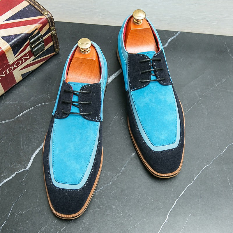 Casual leather shoes, fashionable and trendy lace up business formal leather shoes