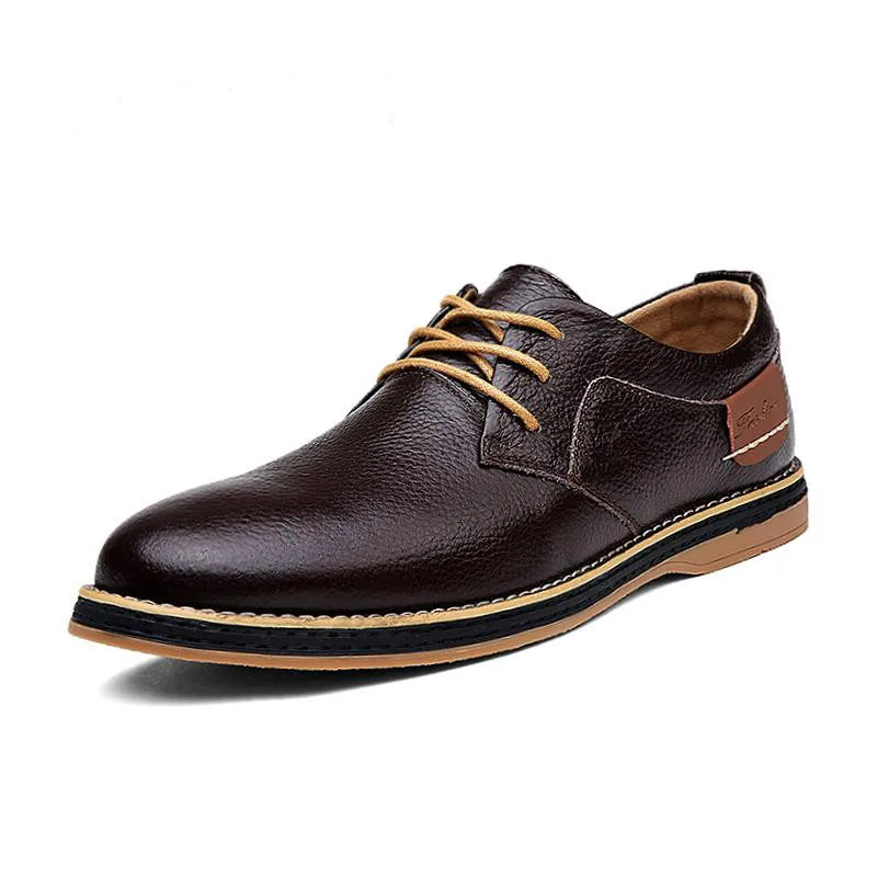 New Men Oxford Genuine PU Leather Dress Shoes Brogue Lace Up Flats Male Casual Shoes